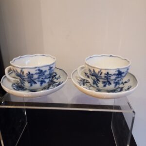 Meissen Blue Onion Two Large Cups and Saucers