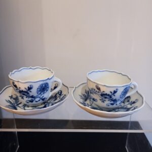 Meissen - Two Blue Onion Cups and Saucers