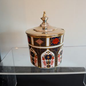 Royal Crown Derby Preserve pot Imari 1128 - A first and boxed.