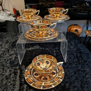 4 Royal Crown Derby Imari Elizabeth Footed Trios